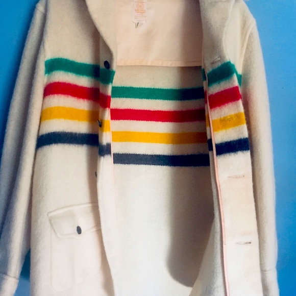 Vtg ORIG HUDSON BAY Wool 4 Pt BLKT COAT JACKET 60s - Picture 3 of 12